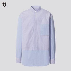 Jil Sander x Uniqlo +J Supima Cotton Stand Collar Blue Long Sleeve Shirt - SZ XS